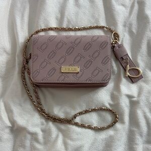 Bebe Mauve Crossbody Bag with Gold Chain